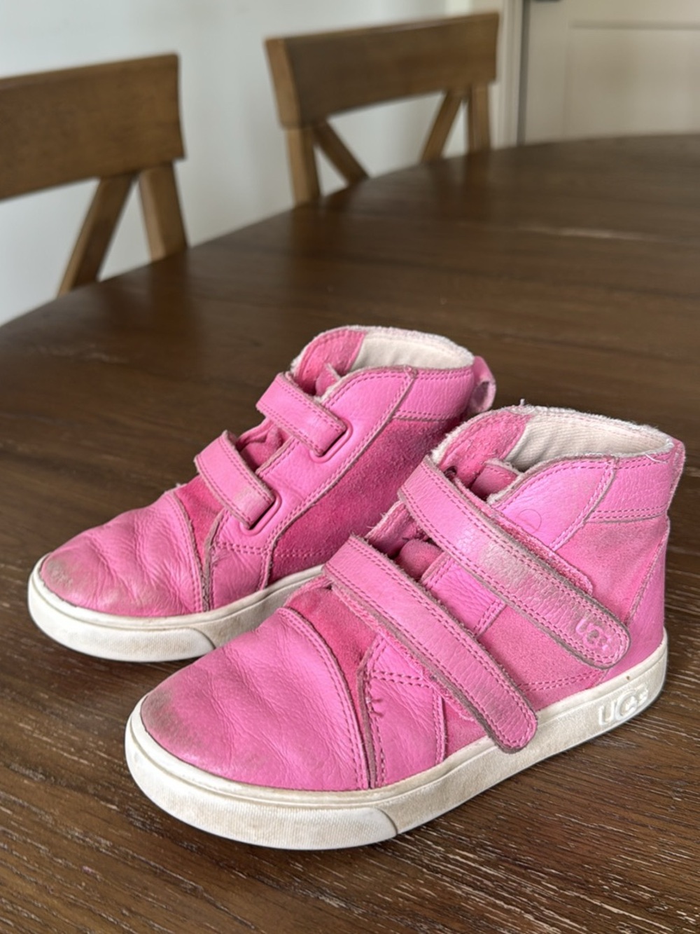 UGG Pink Kids Velcro High-Top Sneakers